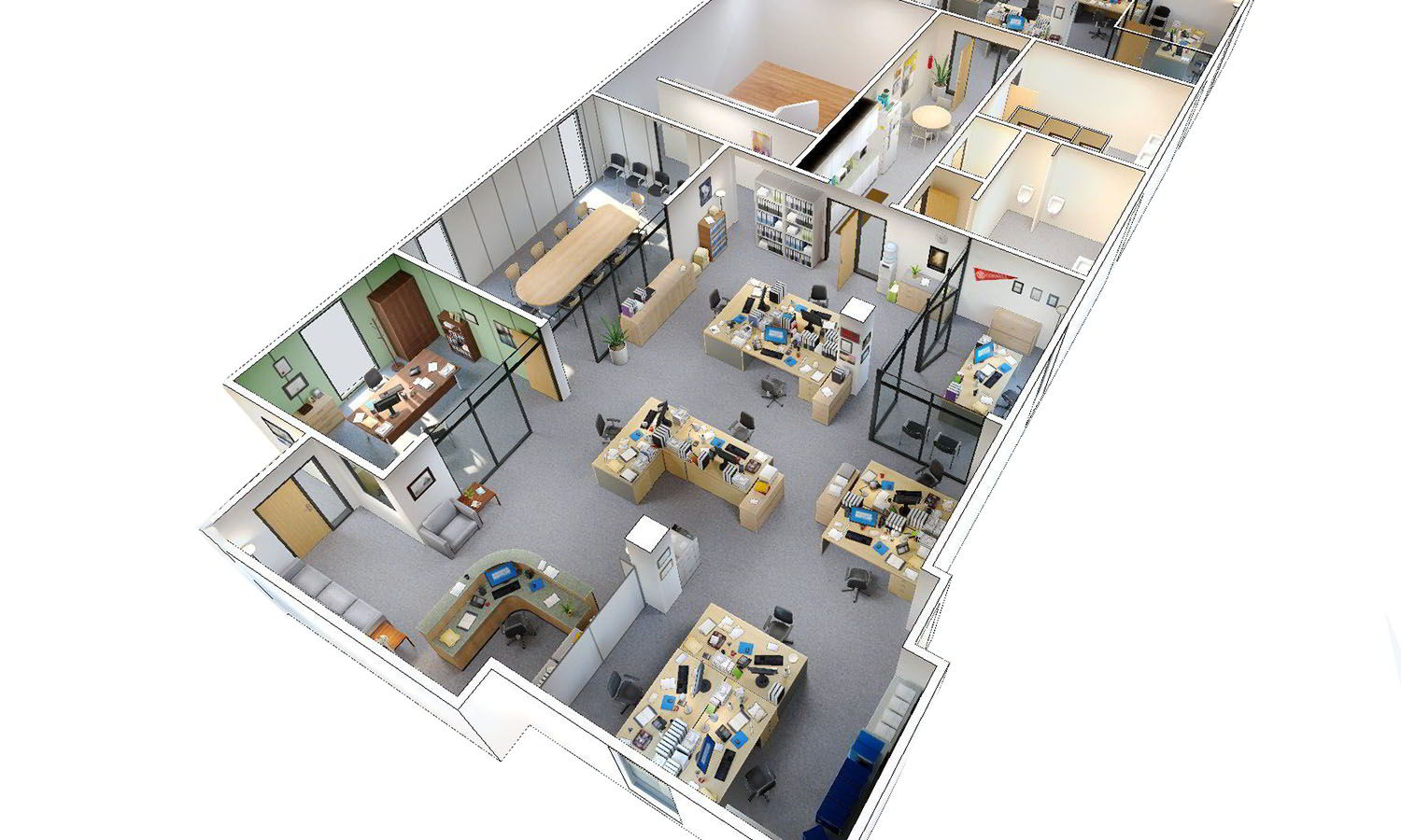 15 thiết kế mặt bằng bố trí nội thất văn phòng đẹp nên tham khảo